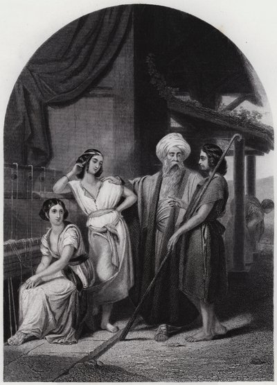 ラバンの家にいるヤコブ（彫刻 作： Henri Frederic (after) Schopin