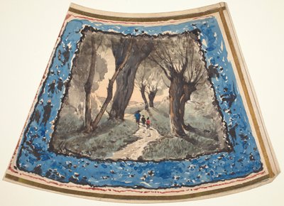 風変わりな人物やサルたちが縁取りする森の小道を歩く旅人たち 作： Henri-Joseph Harpignies