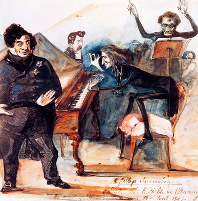 フランツ・リストの風刺画 作： Henri (1814-82) Lehmann