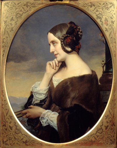 マリー・ド・フラヴィニー（1805-1876）ダグール伯爵夫人の肖像、ダニエル・スターンの名で作家活動をし、リストの仲間であった。アンリ・レーマン（カール・アーネスト（エルンスト）・ルドルフ・ハインリッヒ・サレム・ディット）（1814-1882）の絵画 作： Henri Lehmann