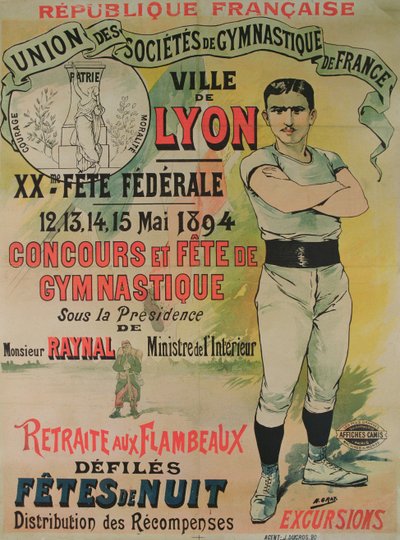 リヨンで開催された体操競技会の宣伝ポスター 作： Henri  Gray