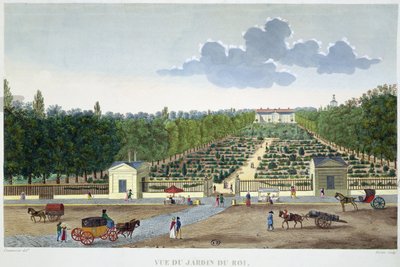 アウステルリッツの橋からパリの王宮庭園を望む クロード・フォルティエ（1775-1835）によるカラー・エングレーヴィング 作： Henri (after) Courvoisier Voisin