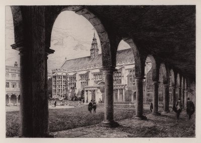 ケンブリッジトリニティ・カレッジのネビルズ・コート（銅版画 作： Henri (after) Toussaint