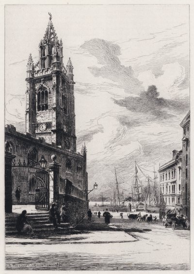 リバプール、セント・ニコラス教会（銅版画 作： Henri (after) Toussaint