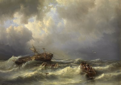 難破船。 1857 作： Henri Adolphe Schaep