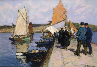 岸壁の漁師 作： Henri Alphonse Barnoin