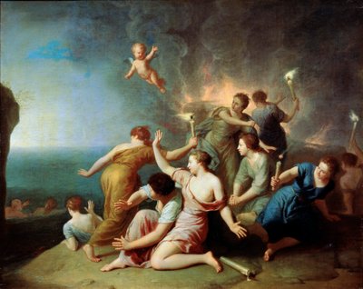 「テレマコスの船を燃やすニンフ」、1746年 作： Henri Antoine de Favannes