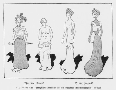Pooh, How Plump!現代の美の概念を描いたフランスの漫画「Le Rire」（リトグラフ）。 作： Henri Avelot