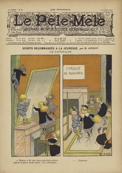 若者におすすめのスポーツ。アイススケート。ルペレメレの挿絵、1902 作： Henri Avelot