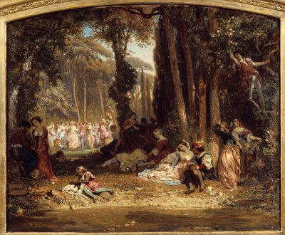 トスカーナの春の宴。アンリ・バロン（1816-1885）の絵画 作： Henri Baron