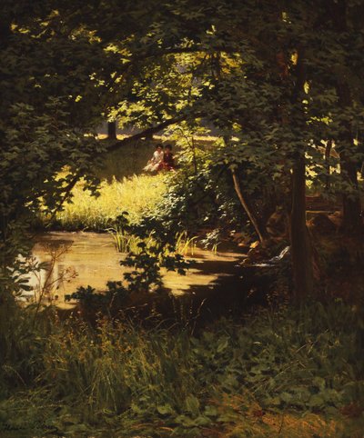 川沿いの夏の日（キャンバスに油彩） 作： Henri Biva