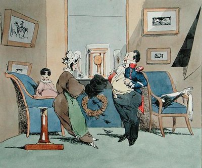 私は恐ろしく強くなった...」。卿は制服をとても誇りに思っている」フランソワ・セラフィン・デルペッシュ（1778-1825）の「Vues de Paris, Esquisses morales et philosophiques」のための漫画（19世紀初頭、カラーリトグラフ）。 作： Henri Bonaventure (after) Monnier