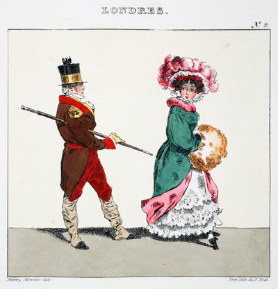 Henri Monnierによる &39;Londres&39;のイラスト、パブ。パリ、1828年頃（手塗りのリソ） 作： Henri Bonaventure Monnier