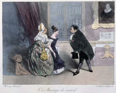 Un mariage de reason - Henri Monnier, ed. "Esquisses parisiennes "にて。デルペッシュ、パリ 作： Henri Bonaventure Monnier
