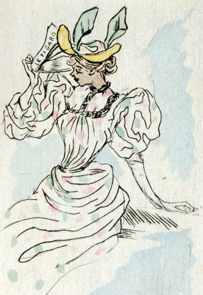 新聞を持つ女性 作： Henri Boutet
