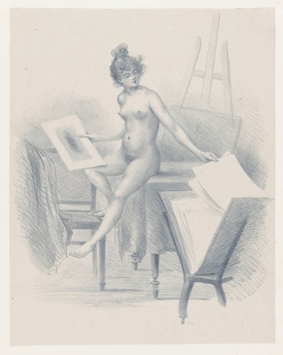 ヌードモデルが版画を見る 作： Henri Boutet