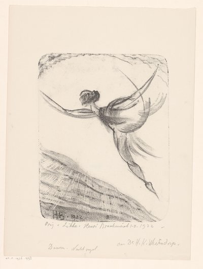 踊る。 Night Bird (オブジェクトの元のタイトル) 作： Henri Braakensiek (signed by artist)