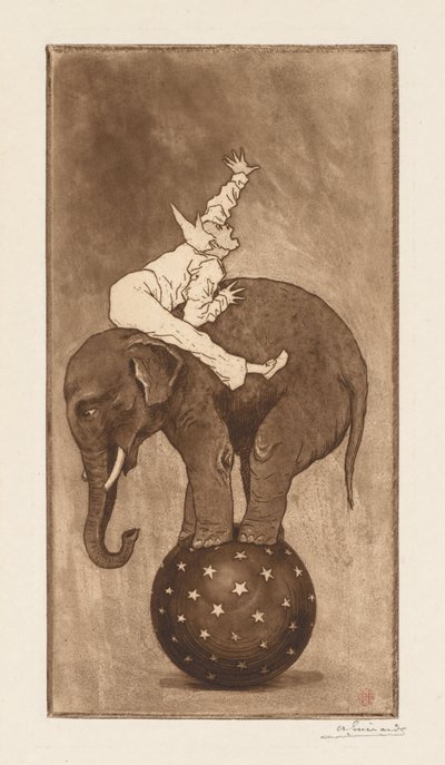 象と道化師LElephant et le Clown、c。 1889年。 作： Henri Charles Guérard