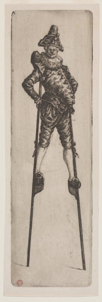 竹馬に乗ったパンチネロ 作： Henri Charles Guérard
