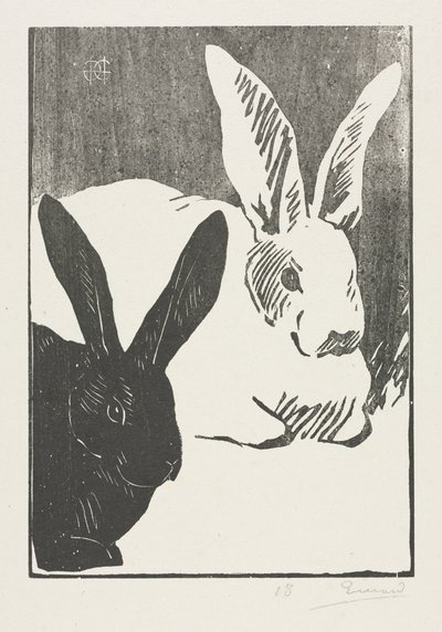ウサギ、1893年。 作： Henri Charles Guérard