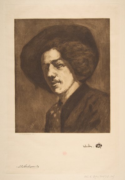 Whistlers Portrait of Himself、1888。 作： Henri Charles Guérard