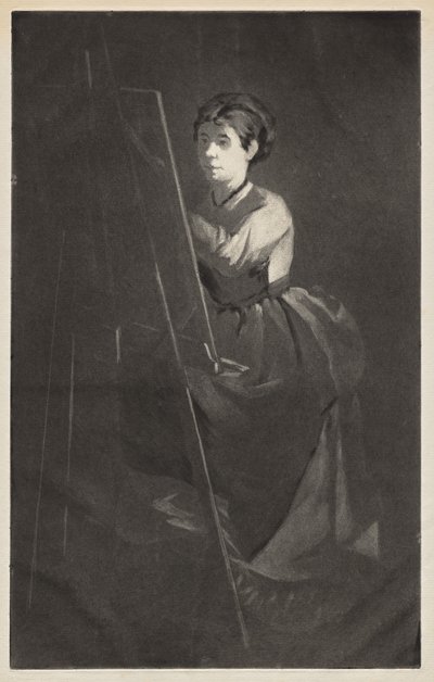 イーゼルで若い女性 作： Henri Charles Guérard