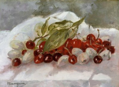 静物画：さくらんぼとパイナップル 作： Henri Charles Manguin