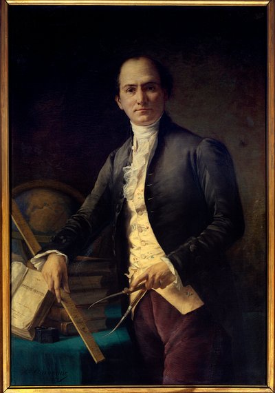 天文学者ジャン・バティスト (Jean-Baptiste) Joseph Delambre (1749-1822) の肖像画 - Henri Coroenne (1822-1909) の絵画 - パリ、Musee De l