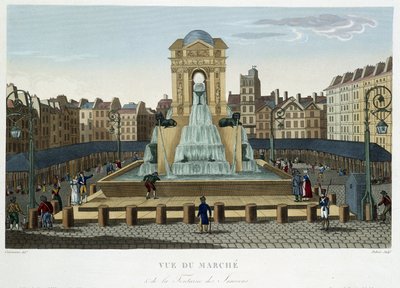 1820年頃の「イノセントの泉」 - 1827年のクルボアジェの「Vues de Paris」にて 作： Henri Courvoisier Voisin