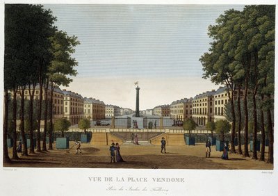 ヴァンドーム広場、庭園の眺め - パリ by Courvoisier 作： Henri Courvoisier Voisin