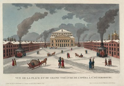 サンクトペテルブルク インペリアル ボリショイ カメニー劇場 - Courvoisier-Voisin, Henri (1757-1830) - c. 1811 - エッチング、水彩 - 41,7x58 - 個人蔵 作： Henri Courvoisier Voisin
