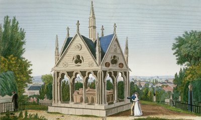 ペールラシェーズ墓地のヘロワーズとアベラールの墓、1815-20年（色の彫刻） 作： Henri Courvoisier Voisin