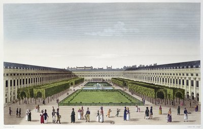 Aubert Filsによって彫刻されたギャラリードボワから見たパレロワイヤルの庭園の眺め、1815〜20年頃 作： Henri Courvoisier Voisin