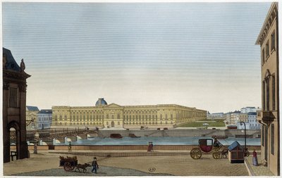 ルーブル美術館と左岸のポン・デ・ザールの眺め - クルボアジェの「Vues de Paris」にて 作： Henri Courvoisier Voisin