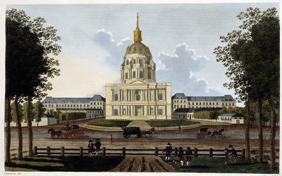 アンヴァリッド王立ホテルの教会の眺め - Courvoisierの「Vues de Paris」にて 作： Henri Courvoisier Voisin