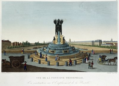 バスティーユの凱旋門の眺め - クルボアジェの「Vues de Paris」にて 作： Henri Courvoisier Voisin