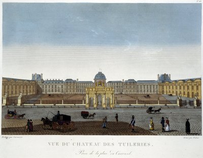 チュイルリー城の眺め - クルボアジェの「Vues de Paris」にて 作： Henri Courvoisier Voisin