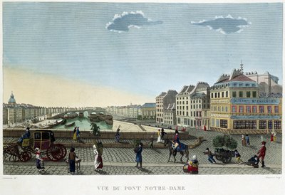 ノートルダム橋の眺め - Courvoisierの "Vues de Paris "より 作： Henri Courvoisier Voisin