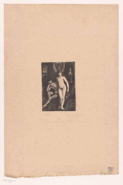 立っている裸の女性と座っている裸の男性 作： Henri De Groux (signed by artist)