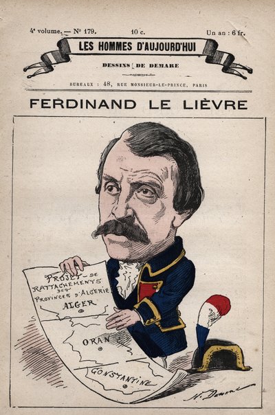 Ferdinand Le Lievre (Lelievre) (1799-1886) アルジェリアのイギリス人上院議員の漫画（「Les Hommes d