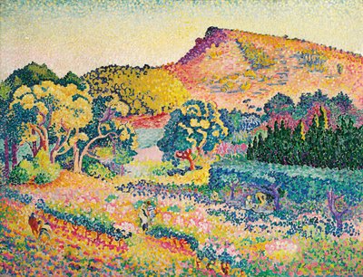 ルキャップネグレのある風景。ネグレ岬のある風景、1906 作： Henri Edmond Cross
