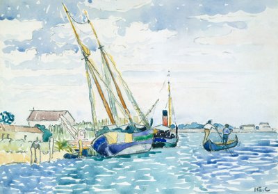 1903年、ベニス近郊のマリンシーンボート。 作： Henri Edmond Cross