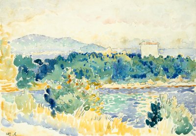 ホワイトハウスのある地中海の風景、1900～1905年。 作： Henri Edmond Cross