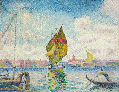 ジュデッカまたはベニスのヨット、マリン。ジュデッカまたはヴェネツィアの海軍、1903-1905年の帆船 作： Henri Edmond Cross