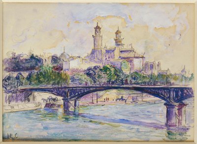トロカデロの前のセーヌ川 作： Henri Edmond Cross
