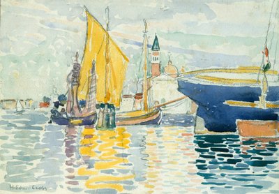 ヴェネツィア-ジュデッカ、1903年（WC、グラファイト、木炭、厚手の白い織り紙） 作： Henri Edmond Cross