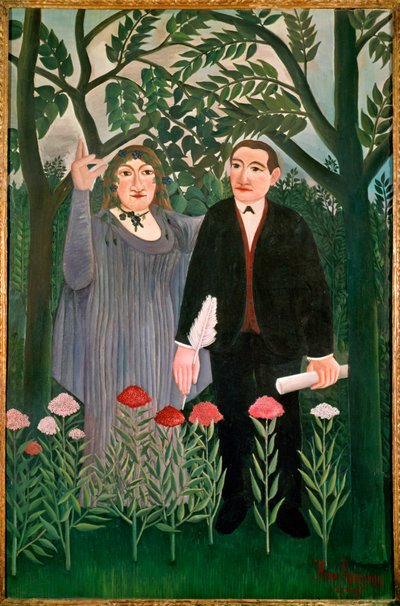 ミューズが詩人を鼓舞する（キャンバスに描かれた絵） 作： Henri Emilien Rousseau