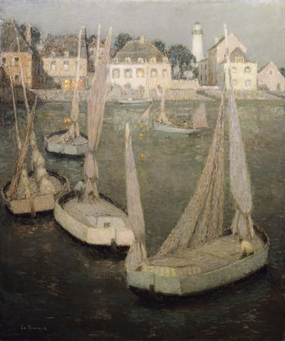 月光によるブルトン港;月光によるポートブルトン 作： Henri Eugene Augustin Le Sidaner