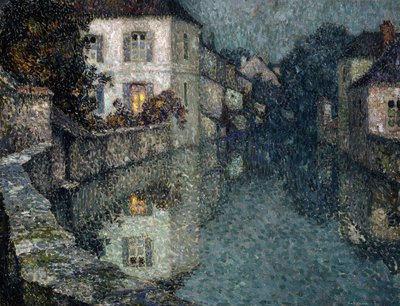 運河沿いの家、ヌムール;運河沿いの家、ヌムール 作： Henri Eugene Augustin Le Sidaner