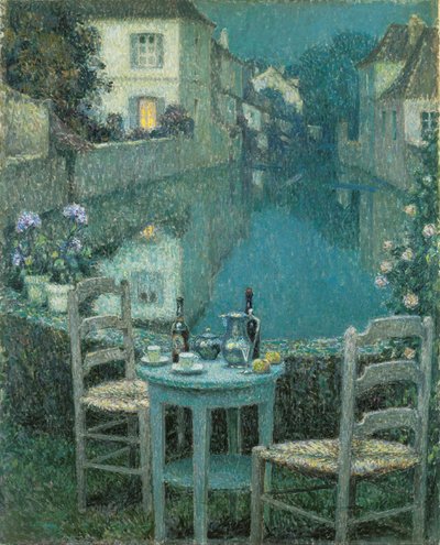 夕暮れの小さなテーブル 作： Henri Eugene Augustin Le Sidaner